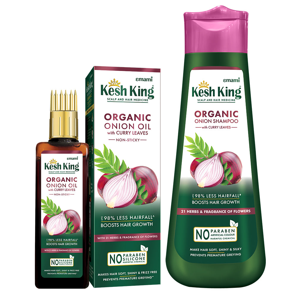Kesh King Organic Onion Oil 100ml &amp; Onion Shampoo 300ml Combo Pack