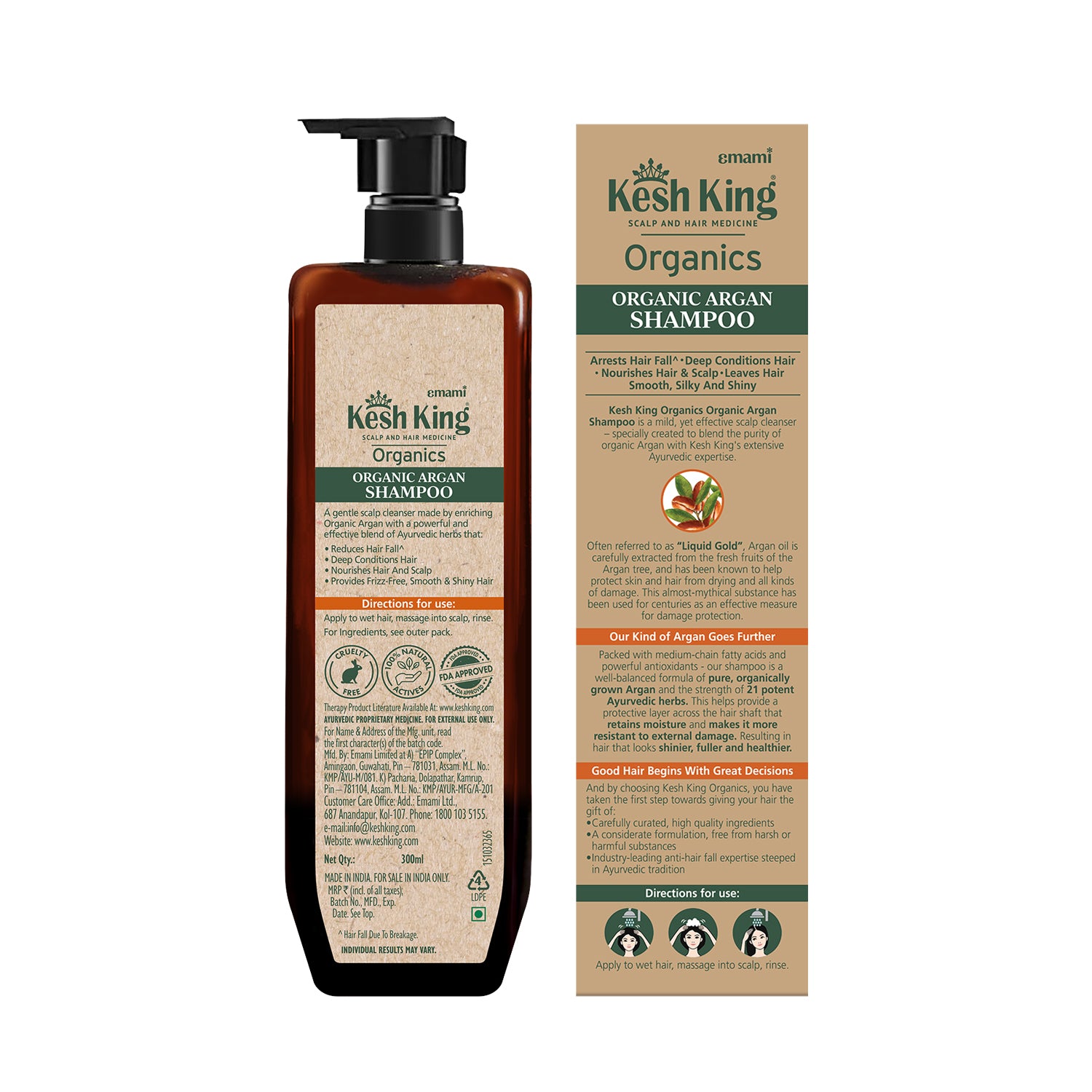 Kesh King Organics - Organic Argan Shampoo for Smooth Shiny Hair