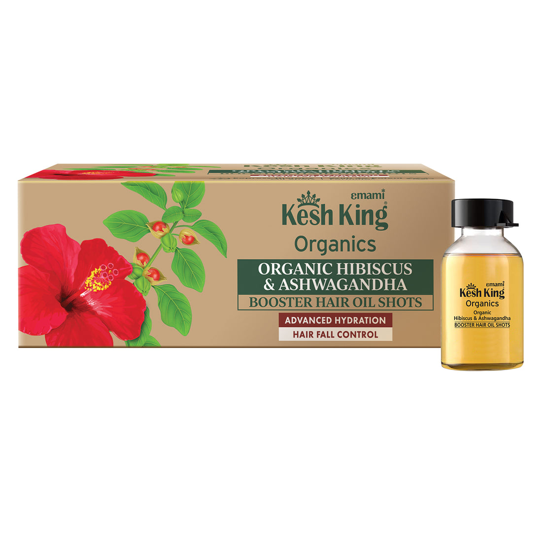 Kesh King Organics Hibiscus & Ashwagandha Booster Hair Oil Shots - 48ml