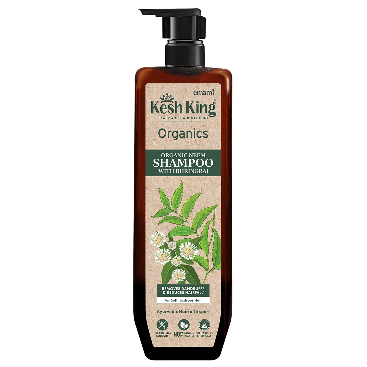 Kesh King Organics Neem & Bhringraj Anti Dandruff Shampoo, Certified Organic Ayurvedic Formula for Flake free and Healthy scalp, sulphate & paraben free, 300ml