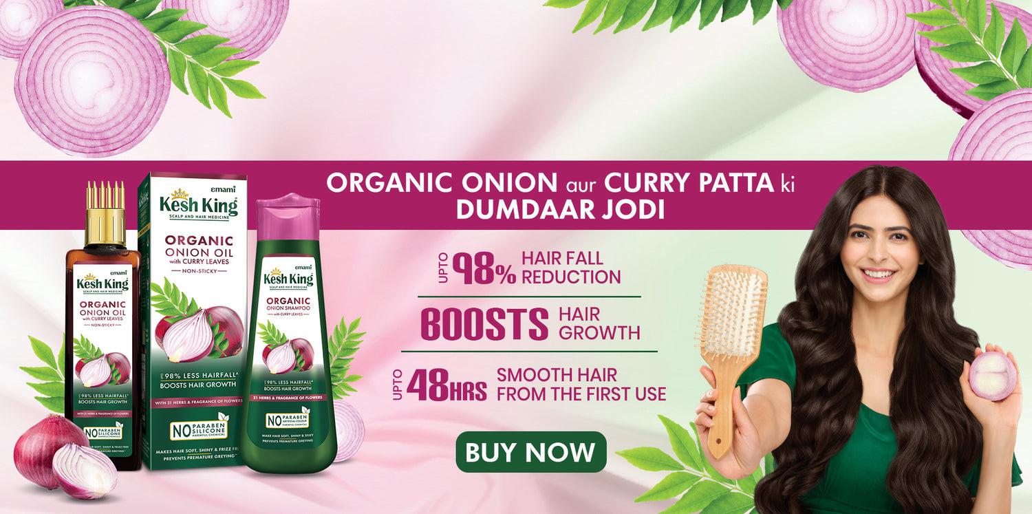 Kesh King Organic Onion with Curry Leaves Oil & Shampoo Page Banner