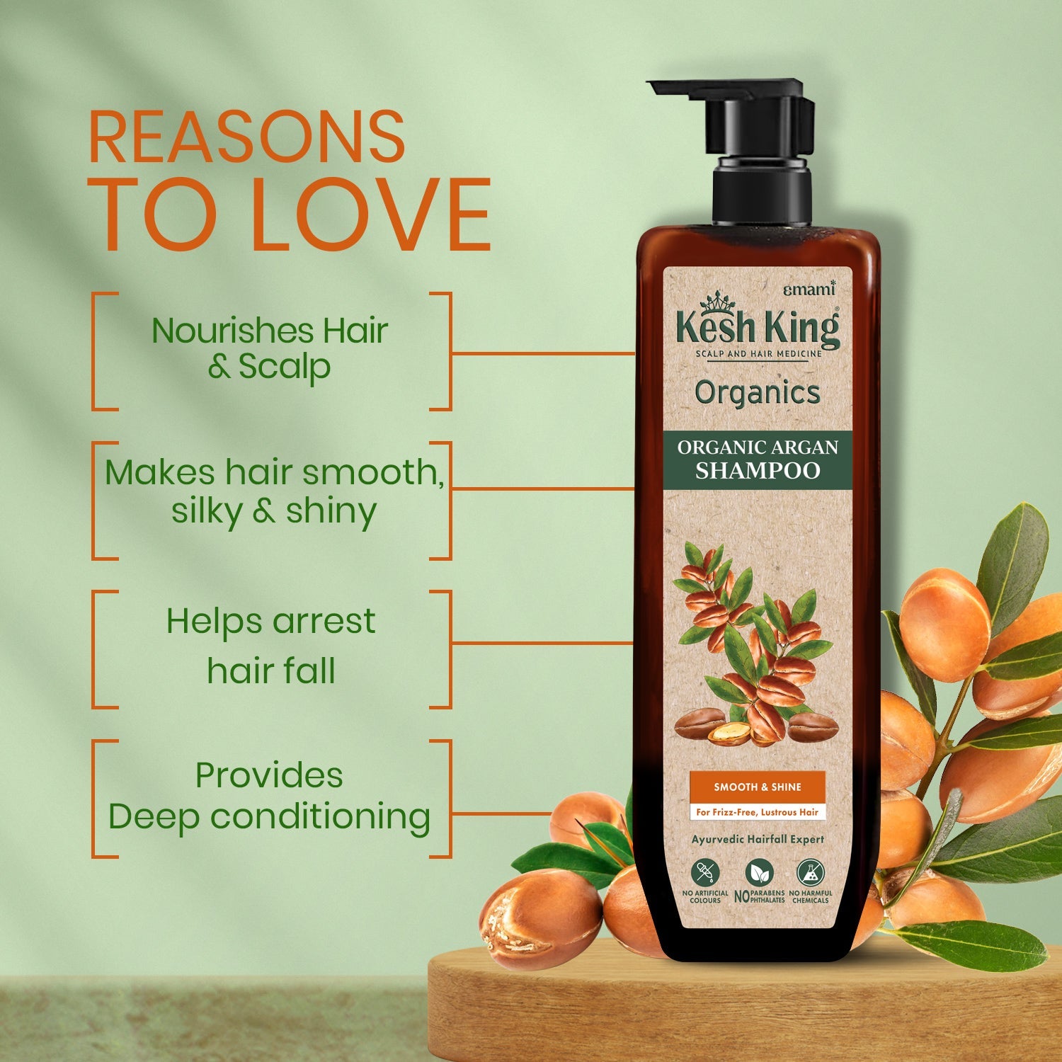 Kesh King Organics - Organic Argan Shampoo for Smooth Shiny Hair