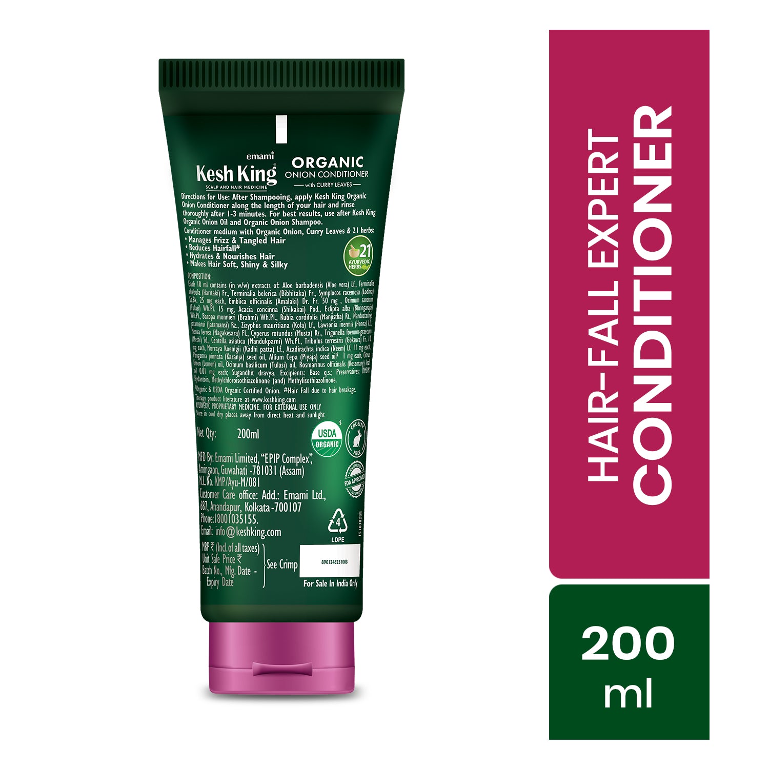 Kesh King Organic Onion Conditioner with Curry Leaves for hydrated and nourished hair 200ml