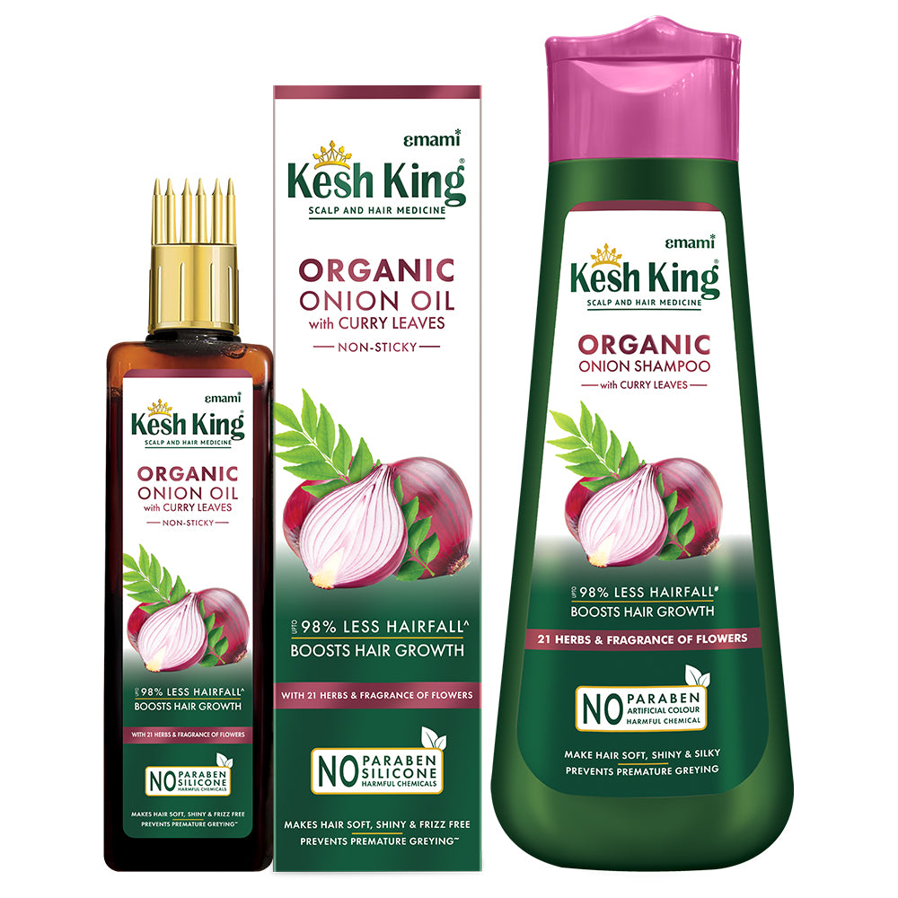 Kesh King Organic Onion With Curry Leaves Hair Care Combo