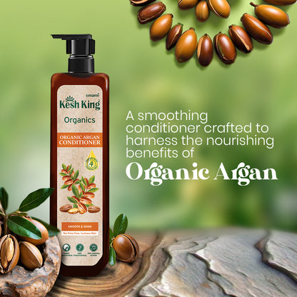 Kesh King Organics Argan Conditioner for Smooth and Shiny Hair, Ayurvedic Organic formula for frizz free bouncy hair, 200ml