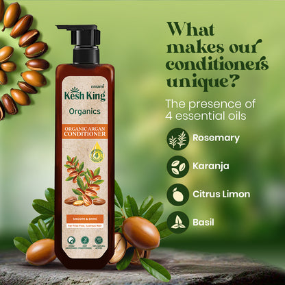 Kesh King Organics Argan Conditioner for Smooth and Shiny Hair, Ayurvedic Organic formula for frizz free bouncy hair, 200ml