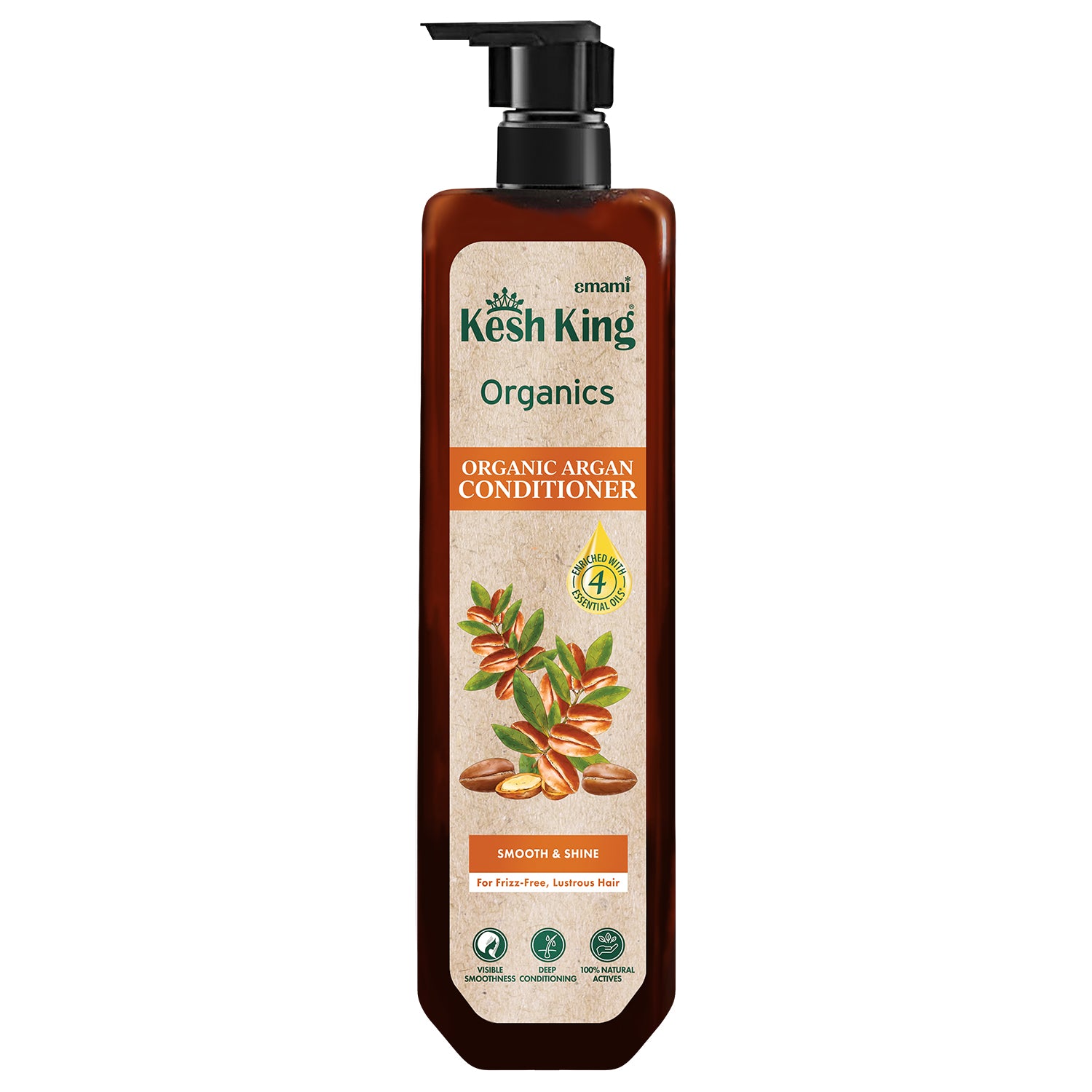 Kesh King Organics Argan Conditioner for Smooth and Shiny Hair, Ayurvedic Organic formula for frizz free bouncy hair, 200ml