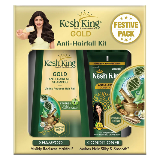Kesh King Gold Anti-Hairfall Kit, For Soft, Smooth & Voluminous Hair (2 Items in the set)