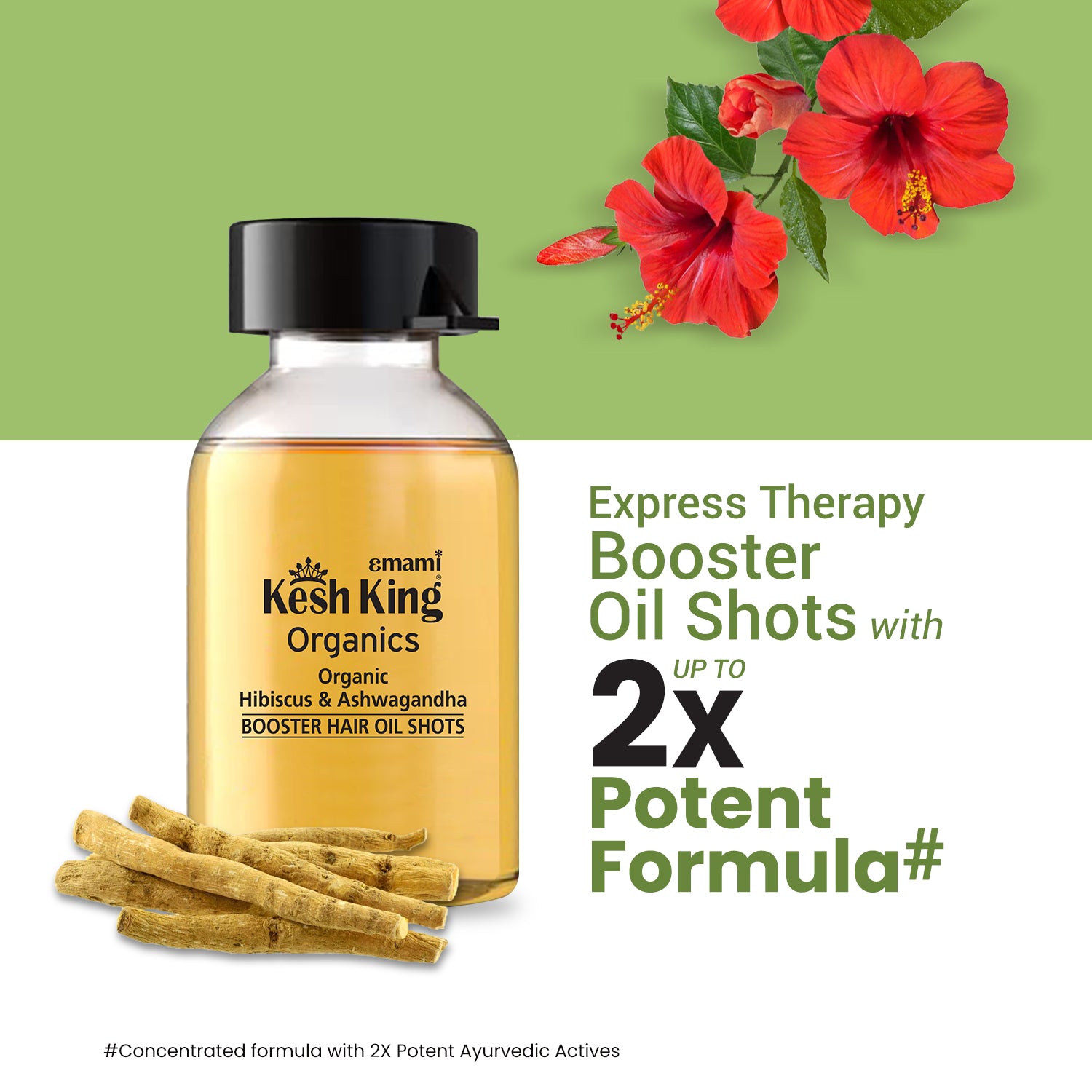 Kesh King Organics Neem, Bhringraj &amp; Tea Tree Booster Hair Oil Shots - 48ml