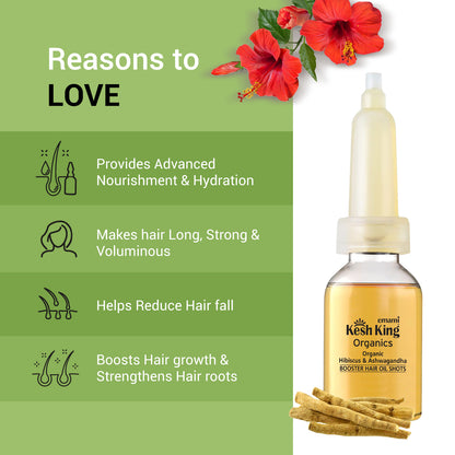 Kesh King Organics Neem, Bhringraj &amp; Tea Tree Booster Hair Oil Shots - 48ml