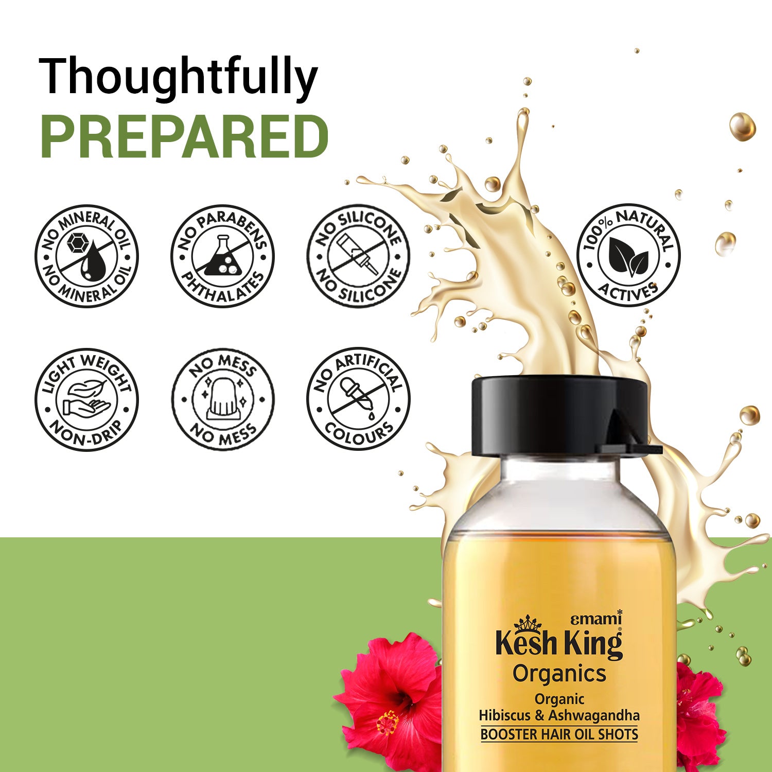 Kesh King Organics Neem, Bhringraj &amp; Tea Tree Booster Hair Oil Shots