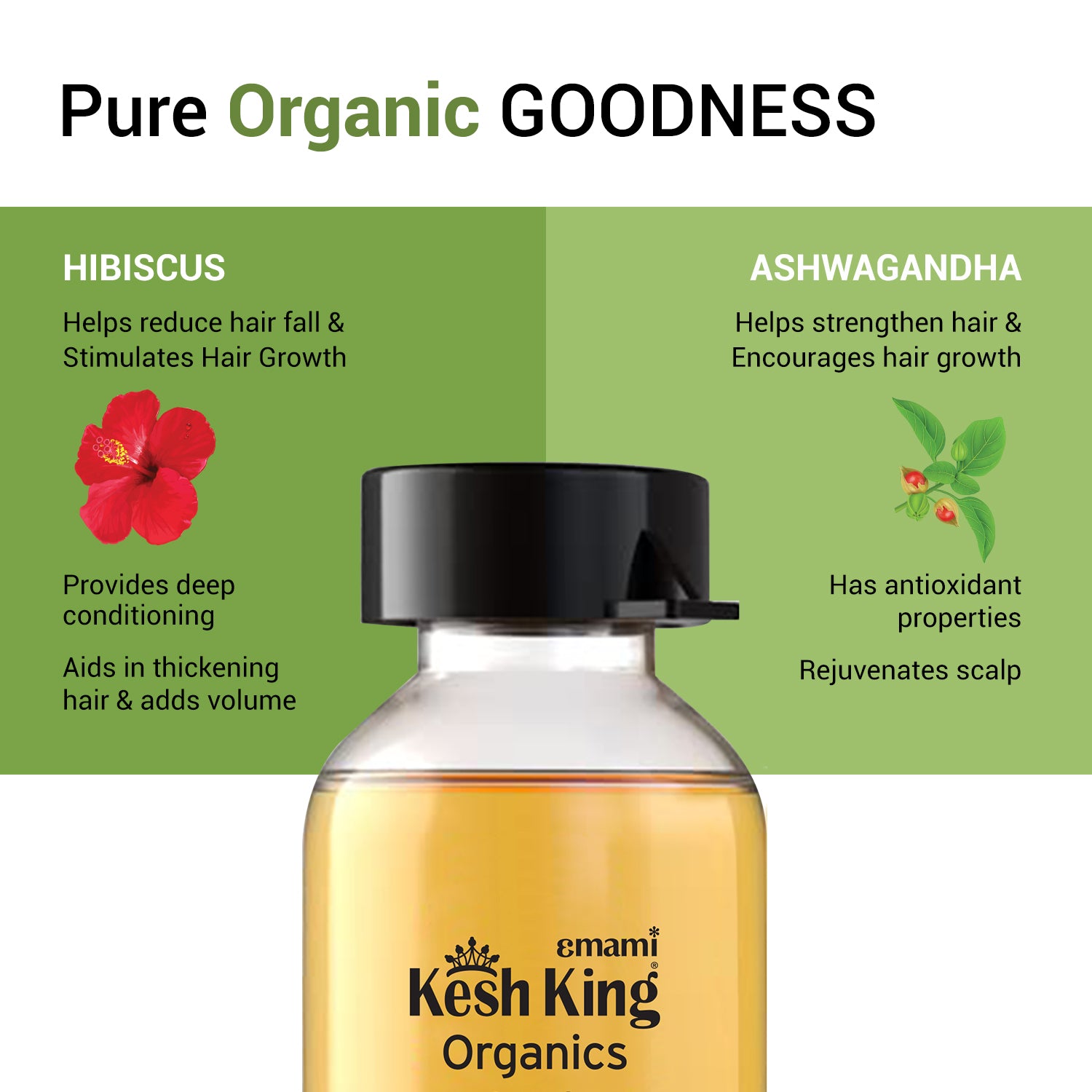 Kesh King Organics Hibiscus &amp; Ashwagandha Booster Hair Oil Shots