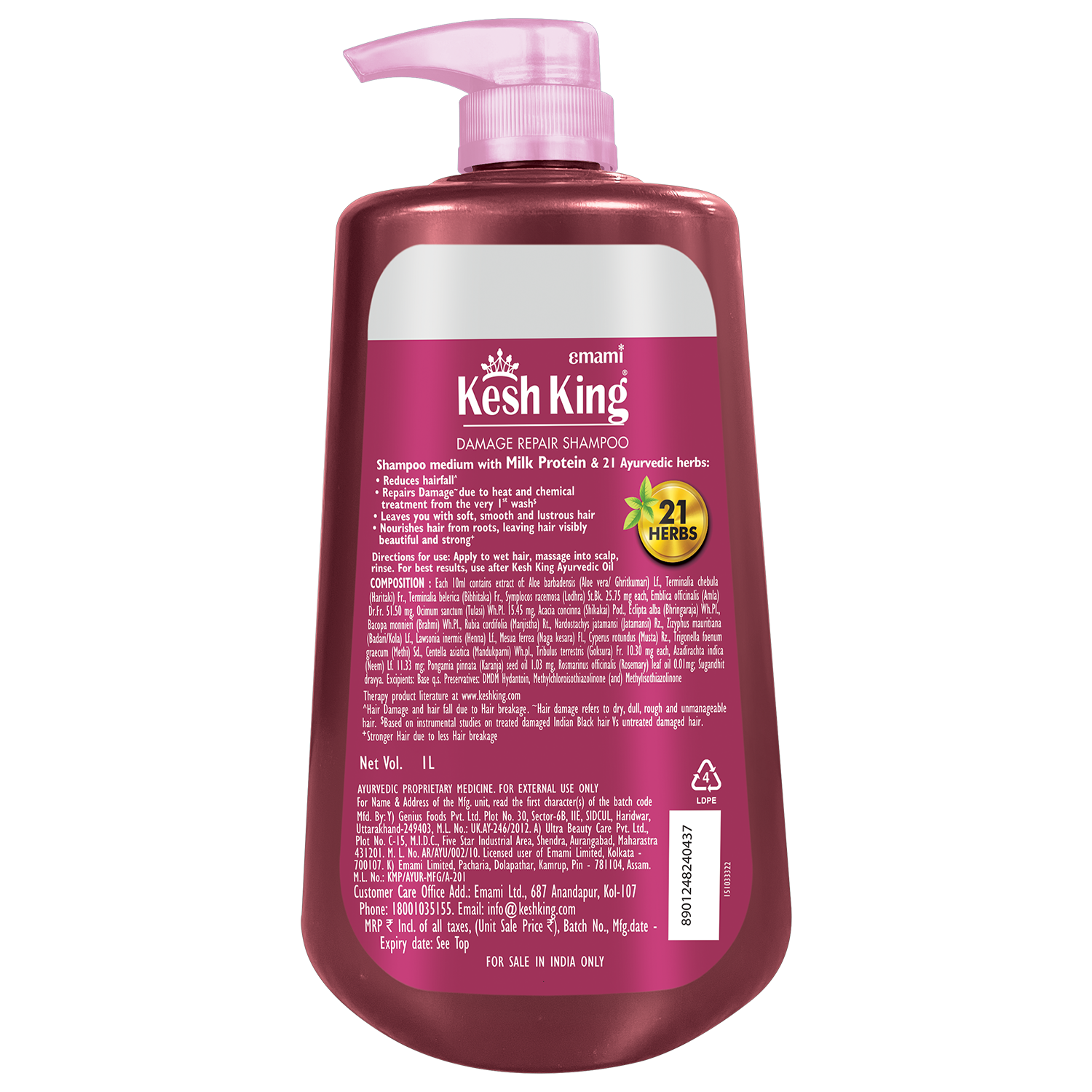 Kesh King Ayurvedic Damage Repair Shampoo 1L