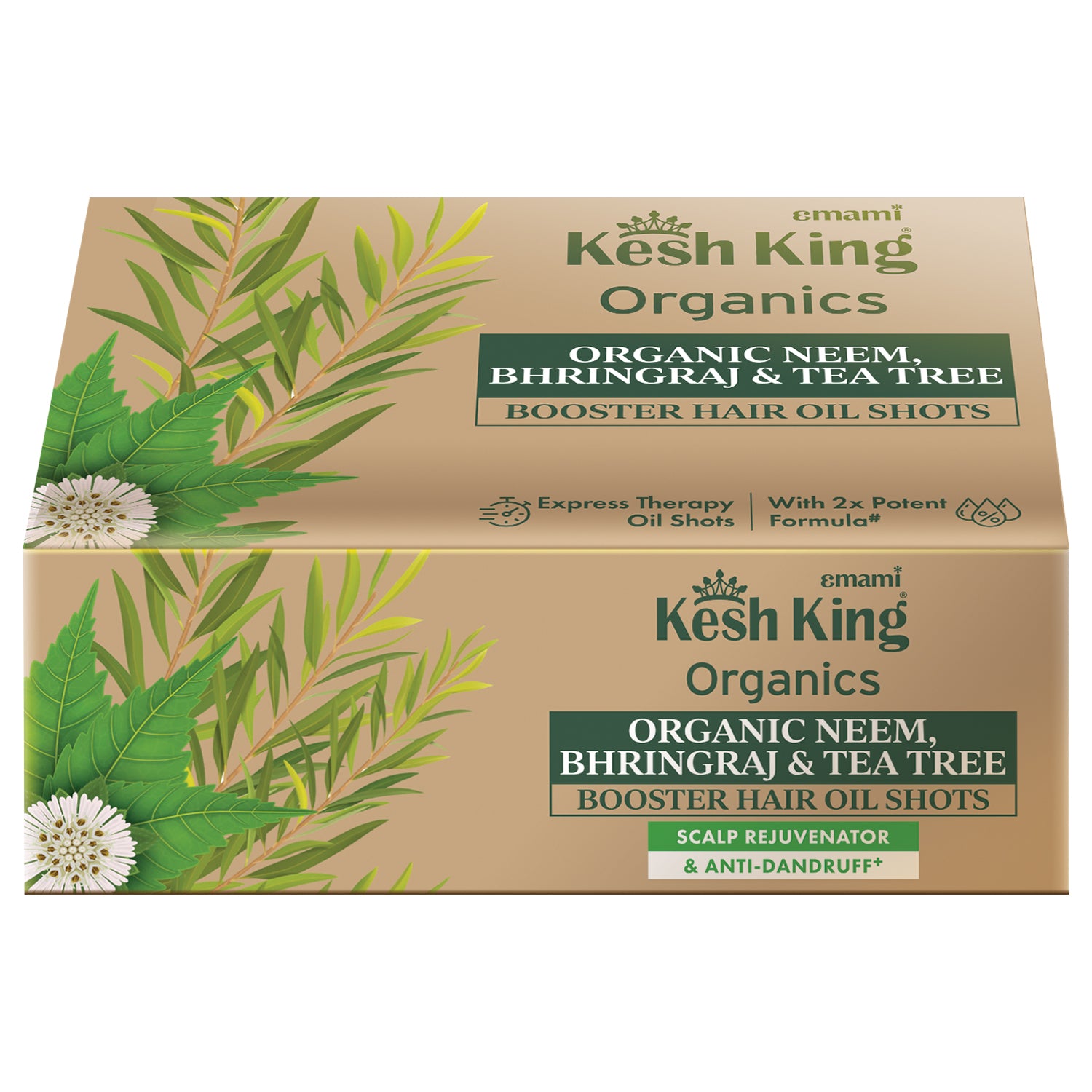 Kesh King Organics Neem, Bhringraj &amp; Tea Tree Booster Hair Oil Shots - 48ml