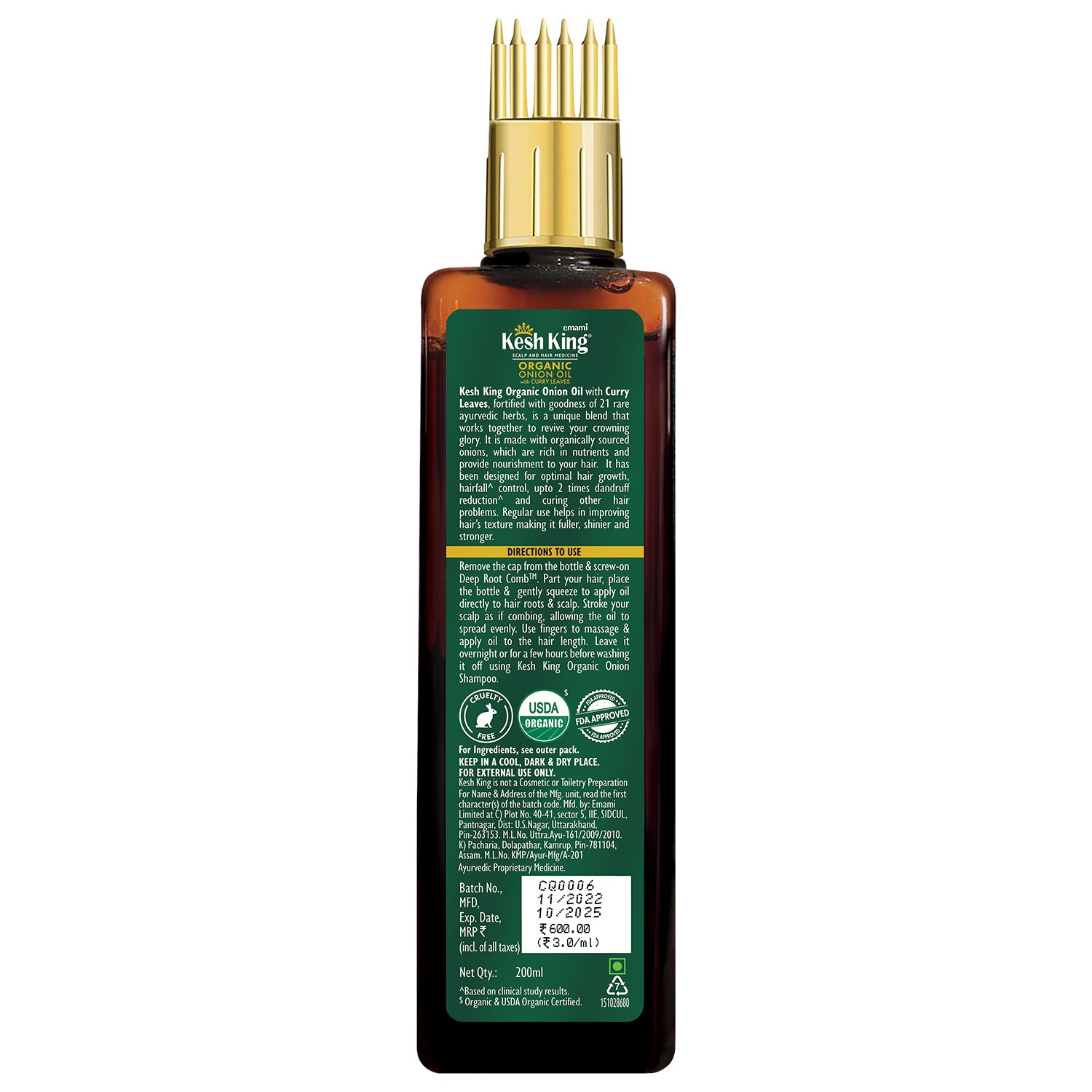 Kesh King Organic Onion Oil With Curry Leaves 100ml