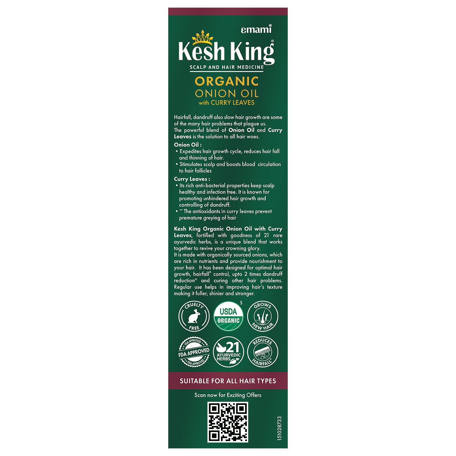 Kesh King Organic Onion With Curry Leaves Hair Care Combo