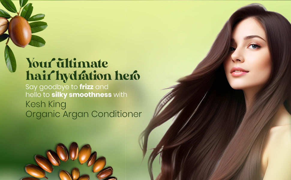 Kesh King Organics Argan Conditioner for Smooth and Shiny Hair, Ayurvedic Organic formula for frizz free bouncy hair, 200ml