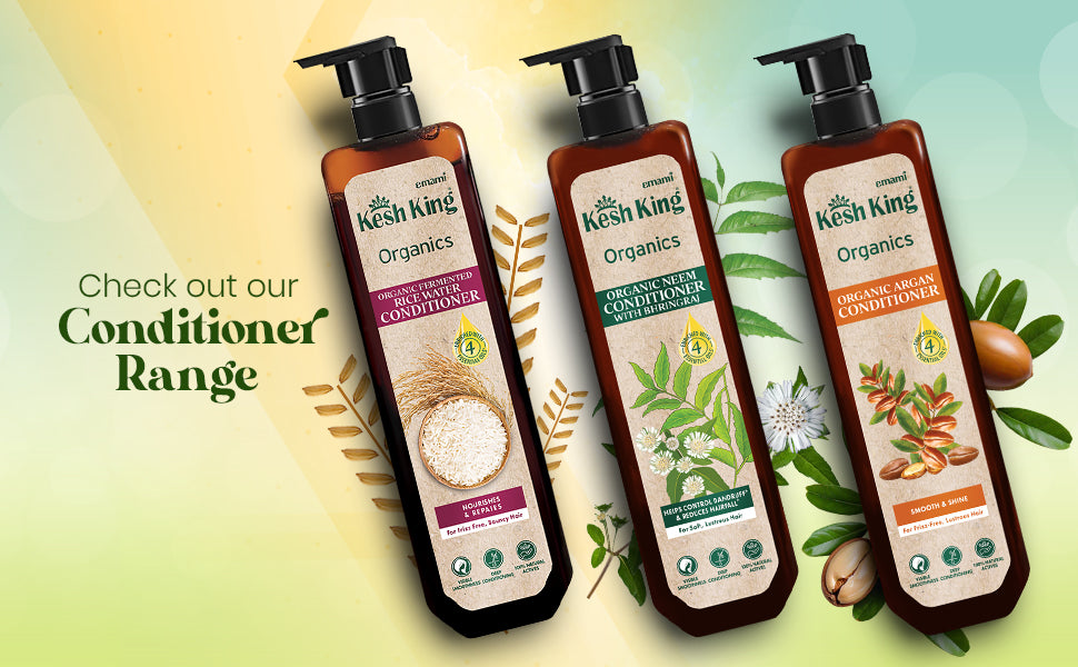 Kesh King Organics Argan Conditioner for Smooth and Shiny Hair, Ayurvedic Organic formula for frizz free bouncy hair, 200ml