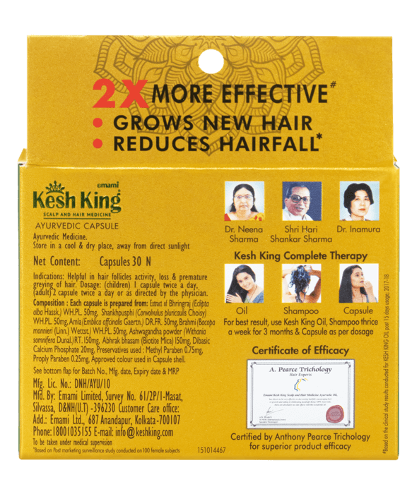 Kesh King Ayurvedic Hair Growth Capsule - Pack of 3 - (90 capsules)