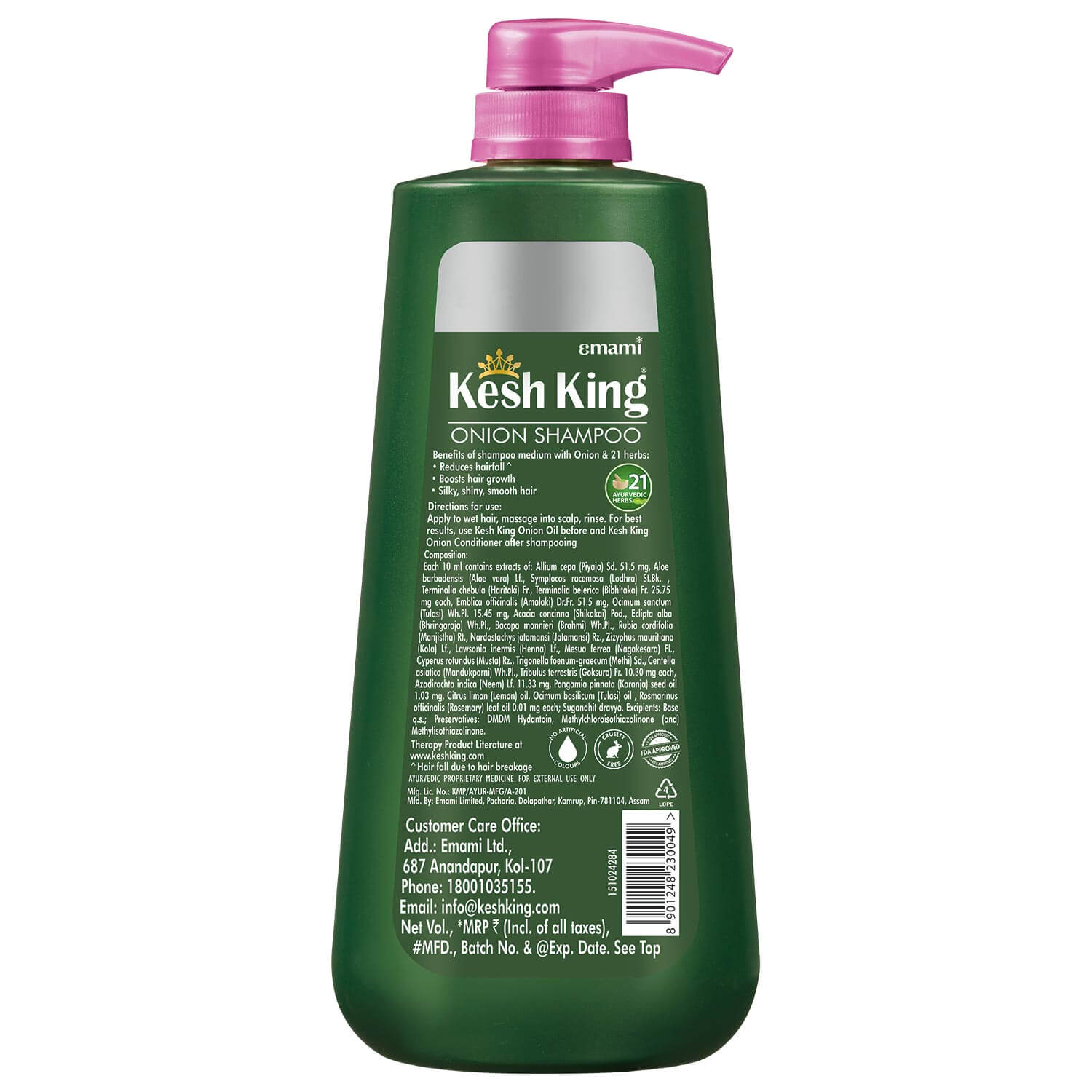Kesh King Organic Onion Shampoo With Curry Leaves - 600ml