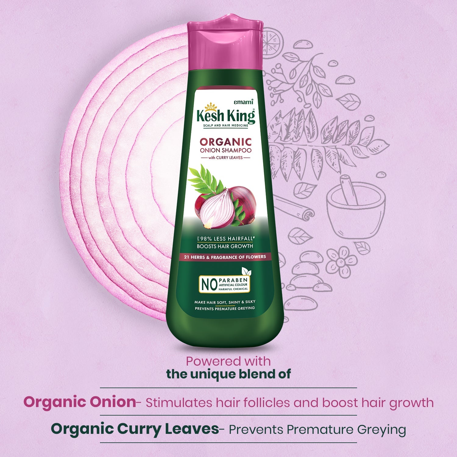 Kesh King Organic Onion Shampoo With Curry Leaves - 300ml