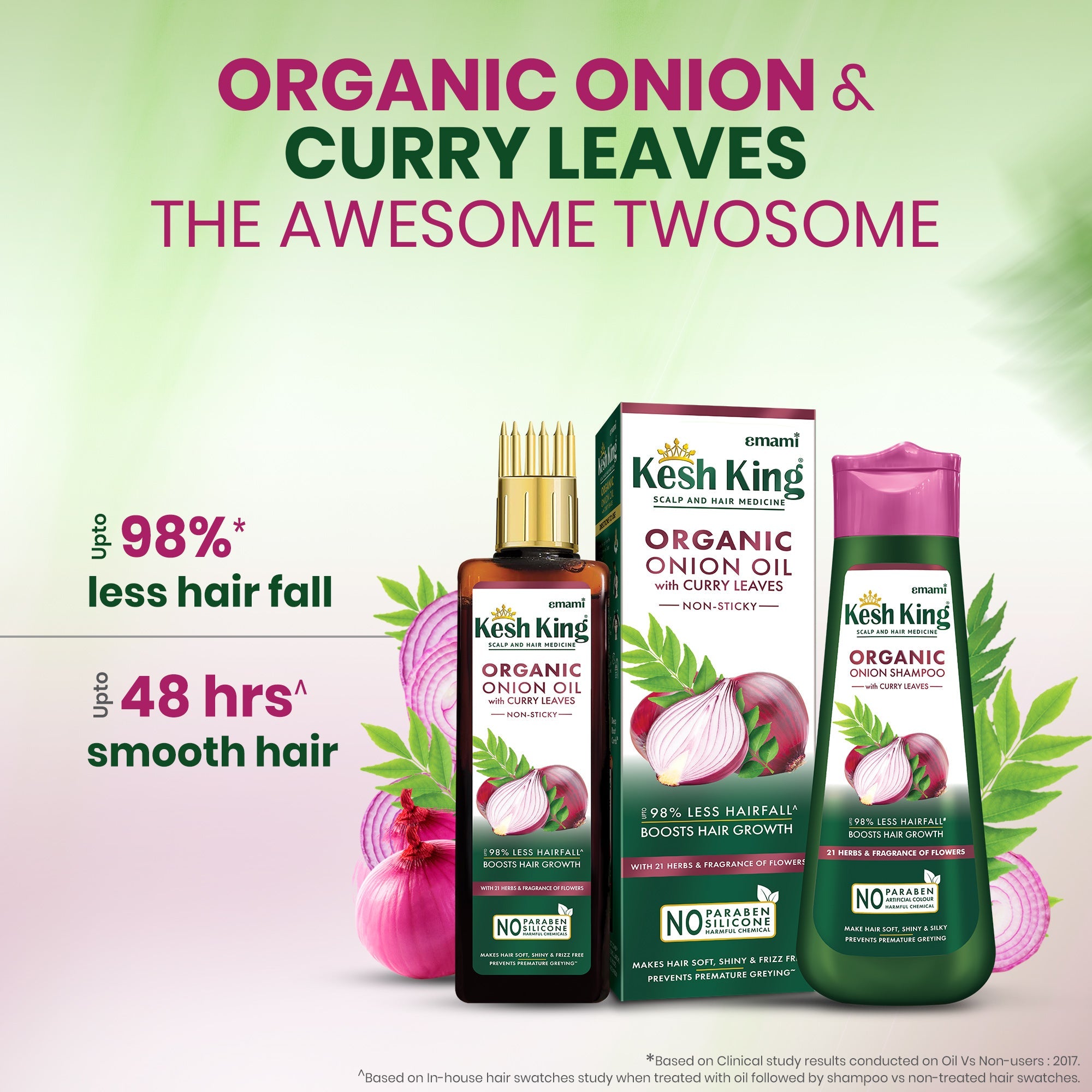 Kesh King Organic Onion Oil 100ml &amp; Onion Shampoo 300ml Combo Pack