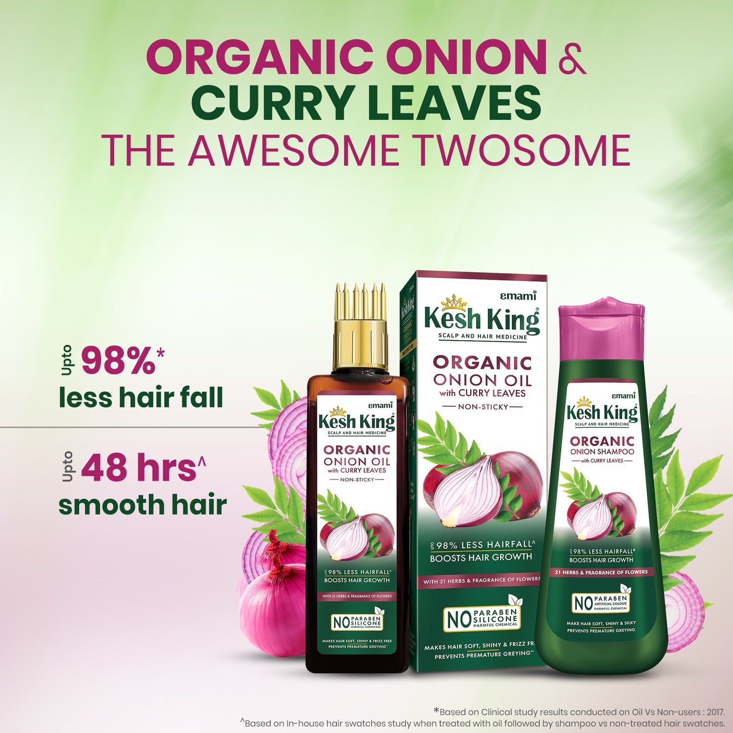 Kesh King Organic Onion With Curry Leaves Hair Care Combo